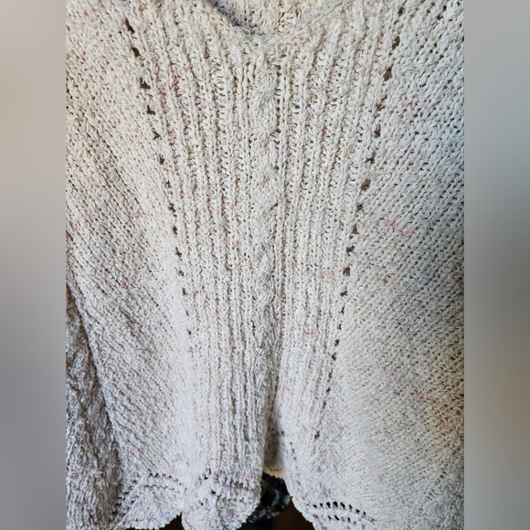 NWOT Anthropologie V-neck Pointelle Sweater Tank Ivory/ Multi MarbleLinen - Picture 12 of 14